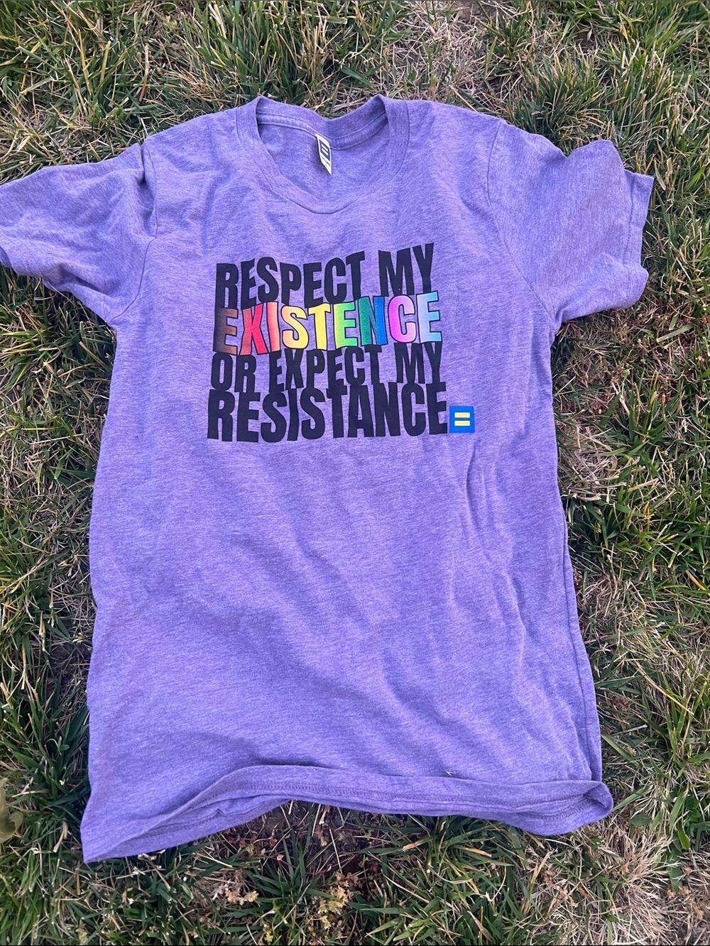HRC  Purple Short Sleeve Tee with Rainbow Graphic